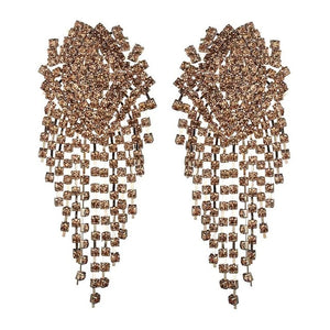 Big rhinestone dangle earrings for women fashion statement crystal tassel earrings 2019 large dangle earing evening Jewelry gift