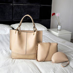 Large Leather Shoulder Handbag Set