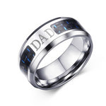 Stainless Steel Jewelry Band 8mm Personalize Carbon Fiber Ring For Men Engraved Tree Of Life