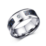 Stainless Steel Jewelry Band 8mm Personalize Carbon Fiber Ring For Men Engraved Tree Of Life