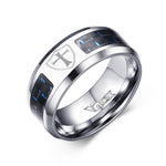 Stainless Steel Jewelry Band 8mm Personalize Carbon Fiber Ring For Men Engraved Tree Of Life