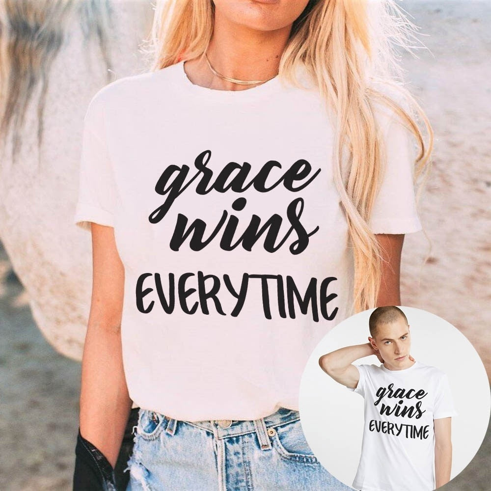 Women Motivational Short Sleeve Grace Wins Everytime Unisex T-Shirt