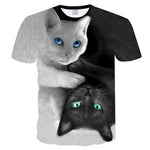 Cool T-shirt Men/Women 3d Tshirt Print, two cat Short Sleeve Summer Tees T shirt Male M-5XL