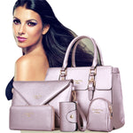 Women Fashion 5 Piece set Imitation Leather Purse Classic Messenger Shoulder Bag 6 Colors