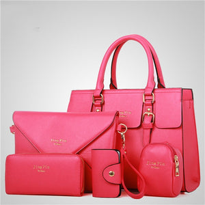 Women Fashion 5 Piece set Imitation Leather Purse Classic Messenger Shoulder Bag 6 Colors