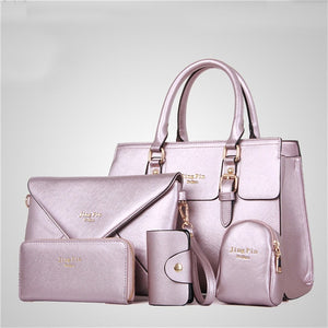 Women Fashion 5 Piece set Imitation Leather Purse Classic Messenger Shoulder Bag 6 Colors