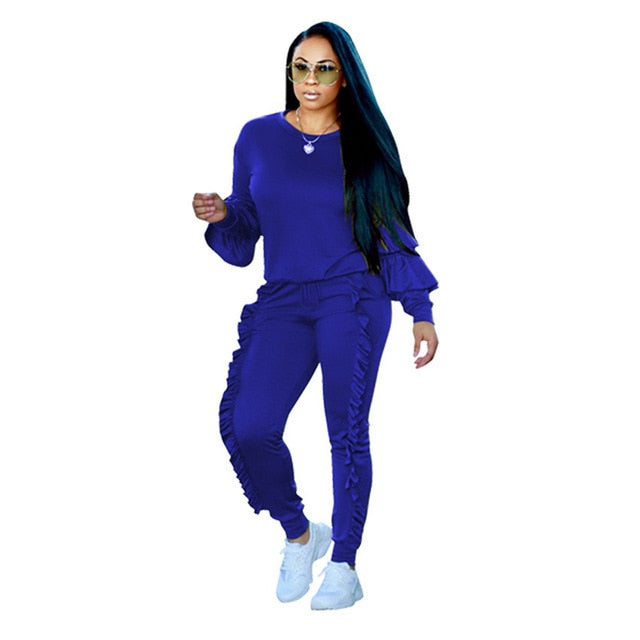 Two Piece Ruffles Pants Track Suits