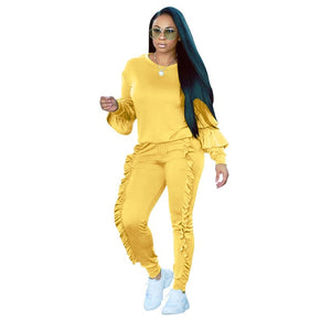 Two Piece Ruffles Pants Track Suits