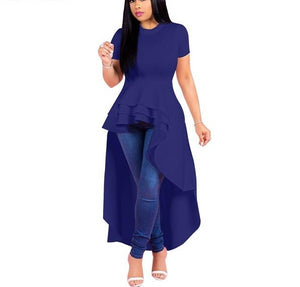 Plus Size Irregular Maxi Multilayer Ruffle Short Front Back Long Summer shirt/Dress