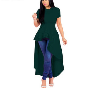 Plus Size Irregular Maxi Multilayer Ruffle Short Front Back Long Summer shirt/Dress