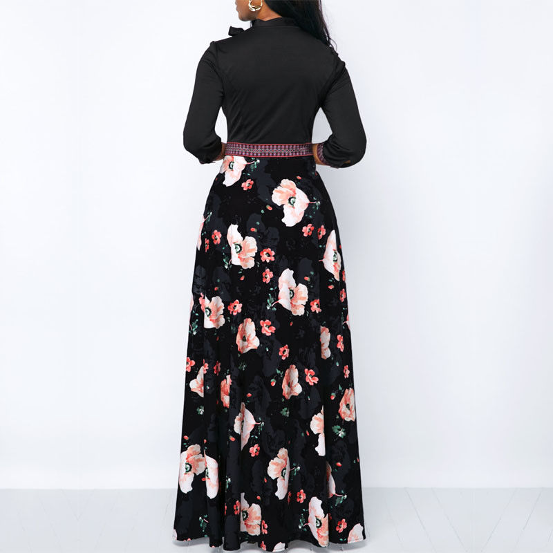 Women Long Maxi Three Quarter Floral Dress