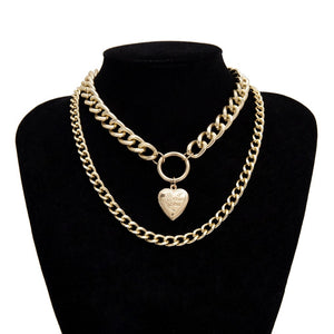 Big Thick Multilayer Pendant Long Heart Necklaces For Women