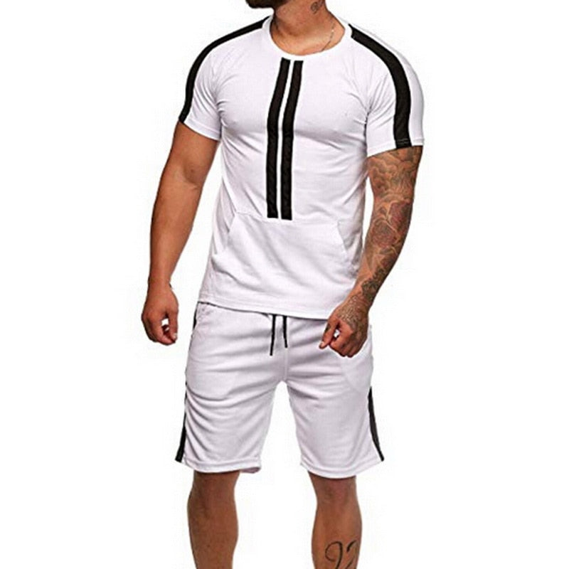 Men Striped 2 Piece Fashion Striped Sportwear Track suite