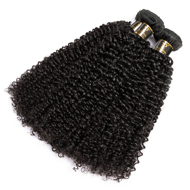 Women Curly Kinky  Human Weaving Hair Bundles Natural Color 1/3/4 Pieces Hair Bundles