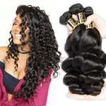 Loose Wave Human Hair Extensions Non-Remy Hair 3 Bundles & 1 Piece Hair Natural Color