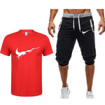 Men's T Shirts+shorts Two piece Fashion Casual Workout Fitness Sets