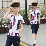 Boys 2 Pc Sport Casual Short Sleeve O-neck T-Shirt + Pants sets