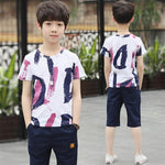 Boys 2 Pc Sport Casual Short Sleeve O-neck T-Shirt + Pants sets