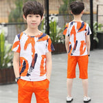 Boys 2 Pc Sport Casual Short Sleeve O-neck T-Shirt + Pants sets