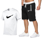 Top Brand Men's Summer T-shirt+shorts  Printed 2PC Sports Wear Suit