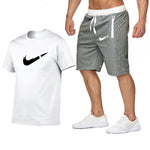 Top Brand Men's Summer T-shirt+shorts  Printed 2PC Sports Wear Suit