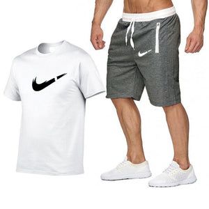 Top Brand Men's Summer T-shirt+shorts  Printed 2PC Sports Wear Suit