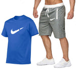 Top Brand Men's Summer T-shirt+shorts  Printed 2PC Sports Wear Suit