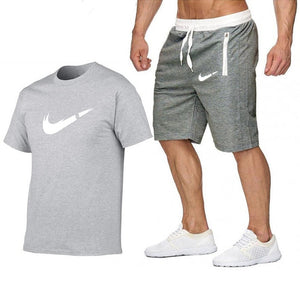 Top Brand Men's Summer T-shirt+shorts  Printed 2PC Sports Wear Suit