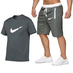 Top Brand Men's Summer T-shirt+shorts  Printed 2PC Sports Wear Suit