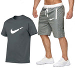 Top Brand Men's Summer T-shirt+shorts  Printed 2PC Sports Wear Suit