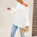 Women Elegant Embroidery Floral Hollow Out Blouse