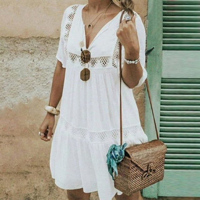 Women Casual Summer Short Sleeve Party Dress