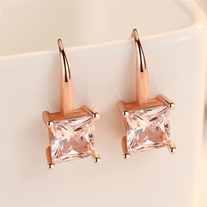 Rose Gold Luxury Women Ear Hook 100% 925 Sterling Silver Earrings