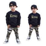 Toddler Boys Letter long sleeve T shirt Tops+Camouflage Pants Autumn Winter Kids Outfit