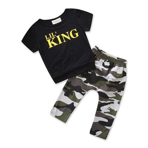 Toddler Boys Letter long sleeve T shirt Tops+Camouflage Pants Autumn Winter Kids Outfit