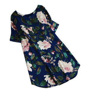 Summer Women Lady Floral Print  A-line Dress Summer.  Casual Plus Size Beach Dress