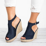 Litthing Open Toe Sandals Platform Heel Women Wedges Shoes 2019 Summer Woman Casual Shoes Wedding Pumps Buckle Sandalias Mujer