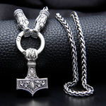 Men  Antique Silver Plated High Quality Viking Head Necklace Pendant Chain Jewelry