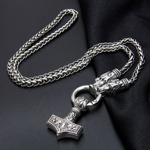 Men  Antique Silver Plated High Quality Viking Head Necklace Pendant Chain Jewelry