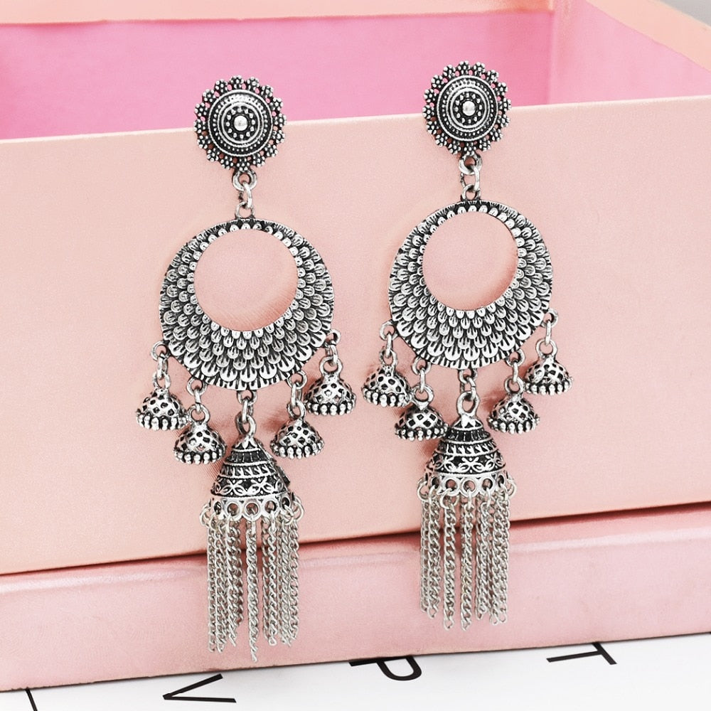 Women Afghan Vintage Indian Big Long Tassel Earrings