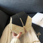 Hexagon Straw PU Women Shoulder Handmade Rattan Bohemia Tassel Ladies Messenger Handbag