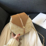 Hexagon Straw PU Women Shoulder Handmade Rattan Bohemia Tassel Ladies Messenger Handbag