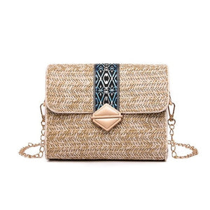 Hexagon Straw PU Women Shoulder Handmade Rattan Bohemia Tassel Ladies Messenger Handbag