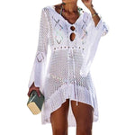 Women Casual Hollow Out Knit Dress Bikini Sun Protection Clothing Cover Up