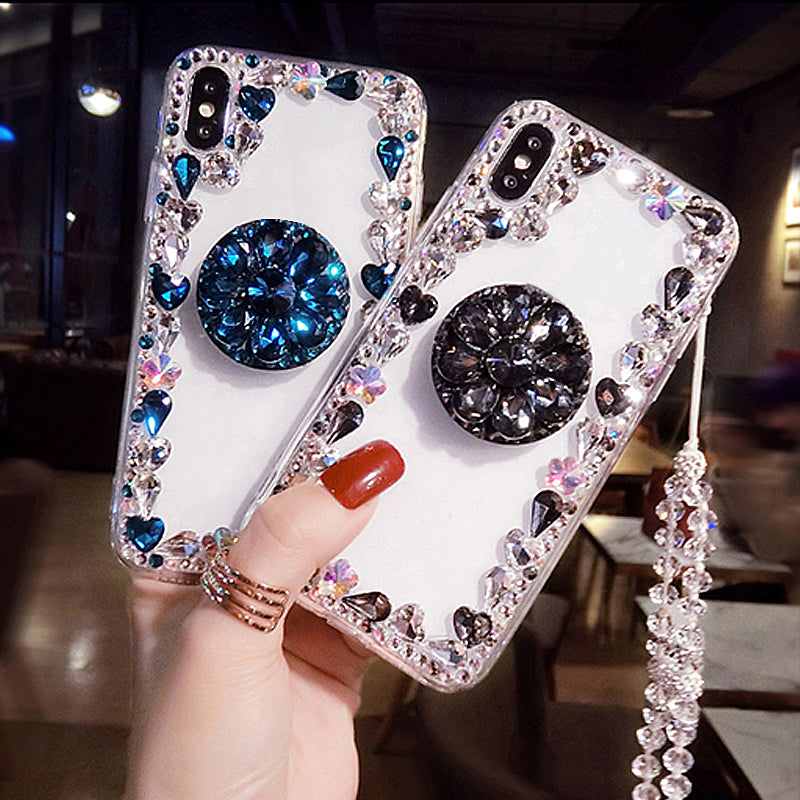 Women Girl Diamond Capinha Accessories Cases For iPhone 6 - MAX  With A Strap Holder Back Cover