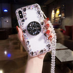 Women Girl Diamond Capinha Accessories Cases For iPhone 6 - MAX  With A Strap Holder Back Cover