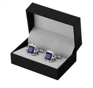 Luxury Blue Star Stone Cufflinks for Mens, High Quality Silver Cuff links Brand Suit Shirt Jewelry