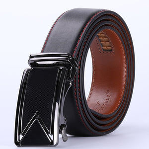 Men Belt 2018 Cowhide Genuine Leather Belts For Men Luxury Automatic Buckle Belts Brown Black Cinturones Hombre B55