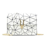 Women  PU Leather Geometric Print Messenger Shoulder Bag