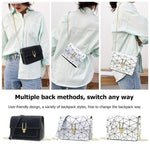 Women  PU Leather Geometric Print Messenger Shoulder Bag